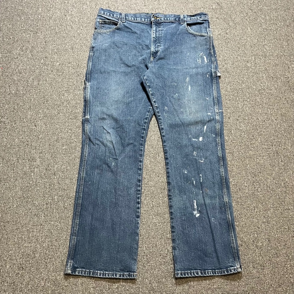 Dickies Carpenter‎ Jeans Mens 38x32 Blue Denim Paint Splatter Workwear